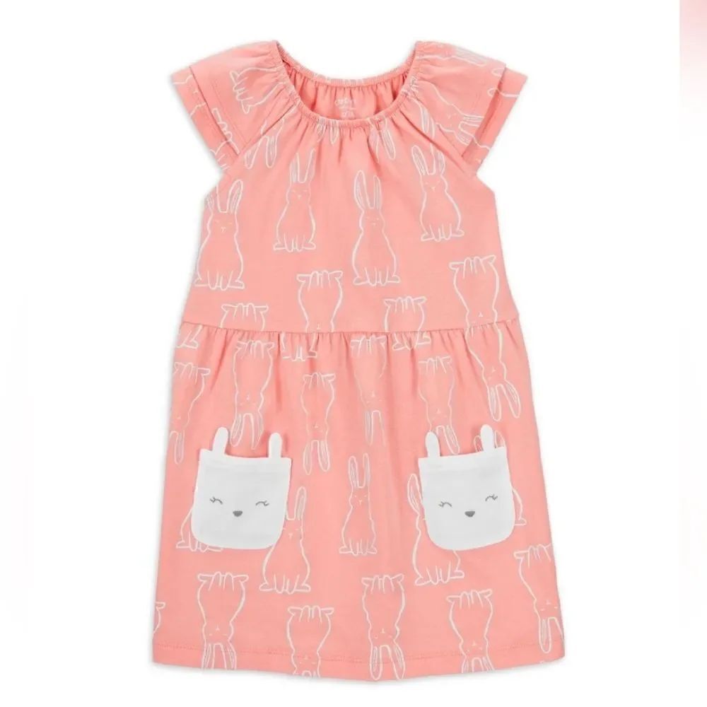 Nwt 100% cotton Carter's Toddler Girl Easter Bunny Dress